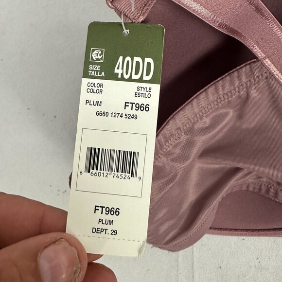 Fit For Me By Fruit Of The Loom Plus Size Full Coverage T-Shirt Bra 40DD Plum - Picture 4 of 5